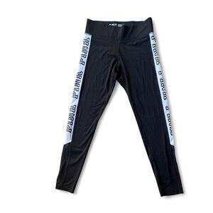 PINK Victoria's Secret Black Leggings with White Logo Side Panels